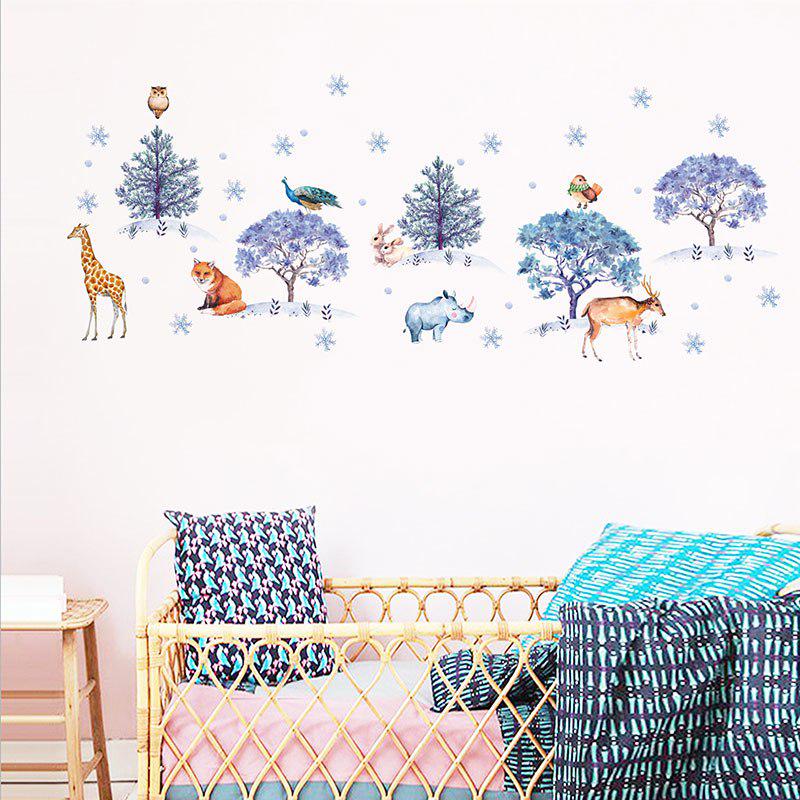 New Cartoon Animal Snow Forest Christmas Tree Decoration Wall Stickers For Kids Room Living Room Art
