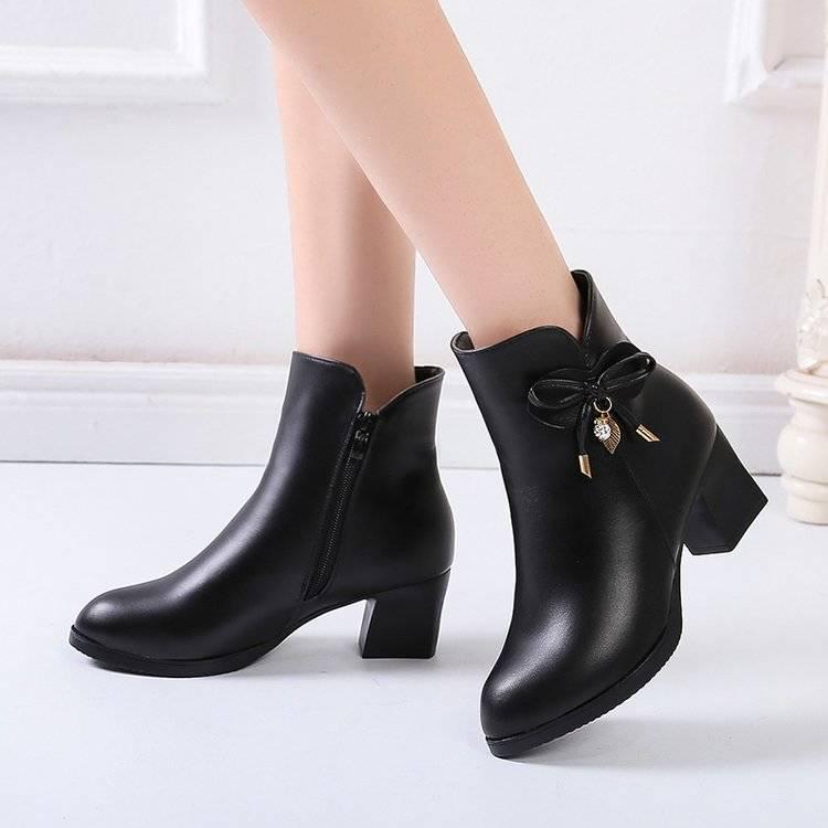 Pointed Toe PU Fashion Women Ankle Boots Sewing Platform Vintage Chelsea Boot Square Heel Zip Casual