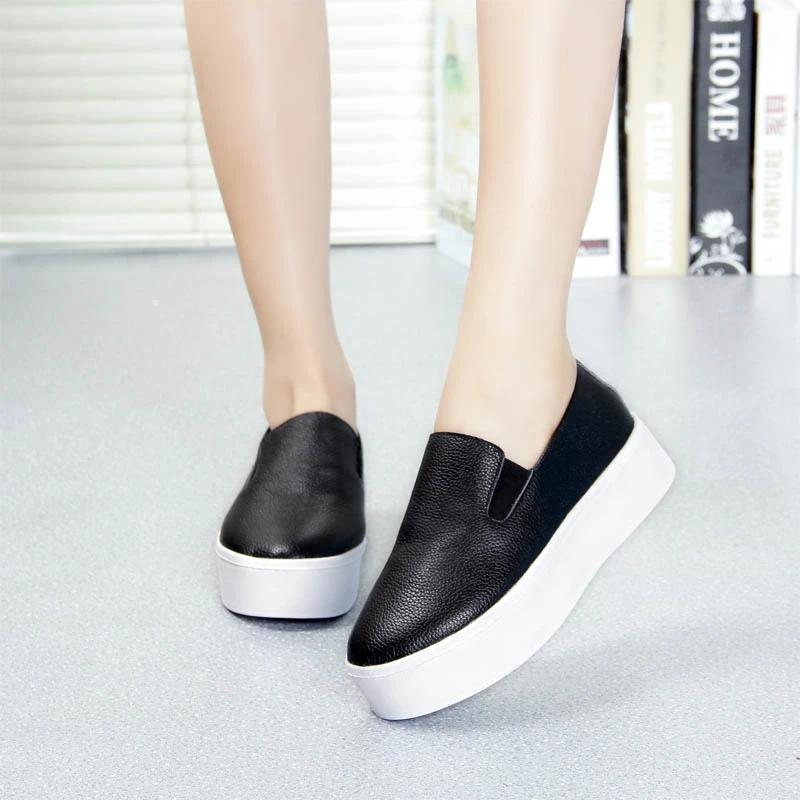 Women's Leather Thick-soled White Shoes Casual Shoes Spring and Summer All-match One-step Lazy Single Shoes Platform Female Student Shoes