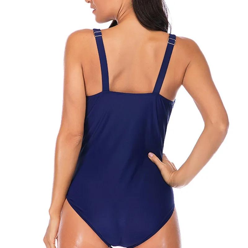 One-piece Swimsuit Women's Vitality Gradient Contrast Color Conservative Cover Belly Open Back One-piece Swimming Wear