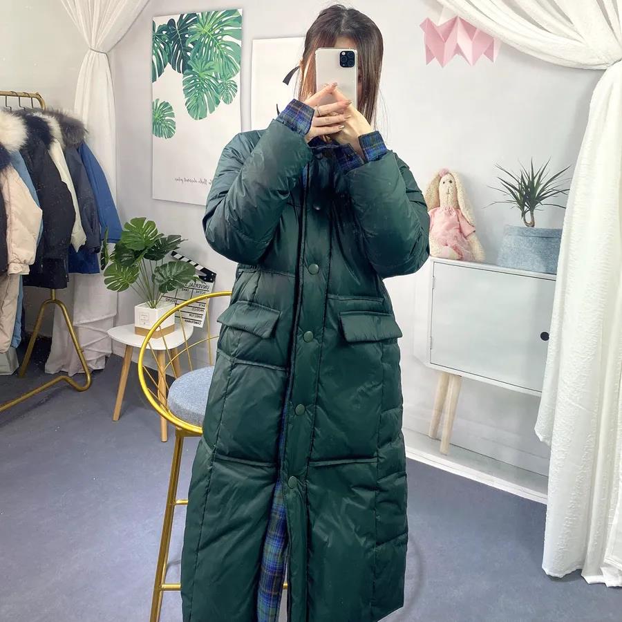 Lightweight and Versatile Loose Large Size Stand-up Collar and Long Coat Down Jacket Women