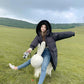 Down Cotton Jacket Women's Thickened Warm Large Wool Collar Large Pocket Long Loose Cotton Jacket