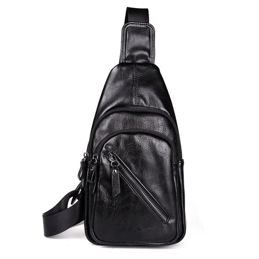 Casual Shoulder Bag Men Horse Leather Large Capacity Chest Bag Outdoor Riding Sports Messenger Bag