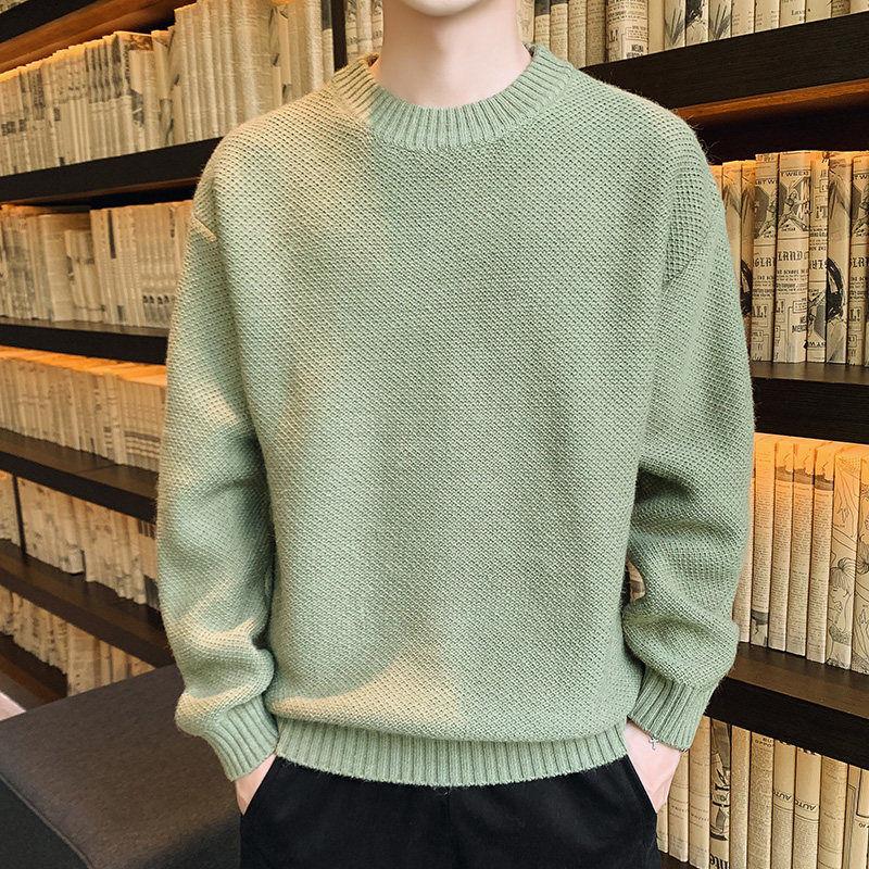 2021 Autumn and Winter New Men's Round Neck Sweater Trend Personality Sweater Jacket Loose Pullover