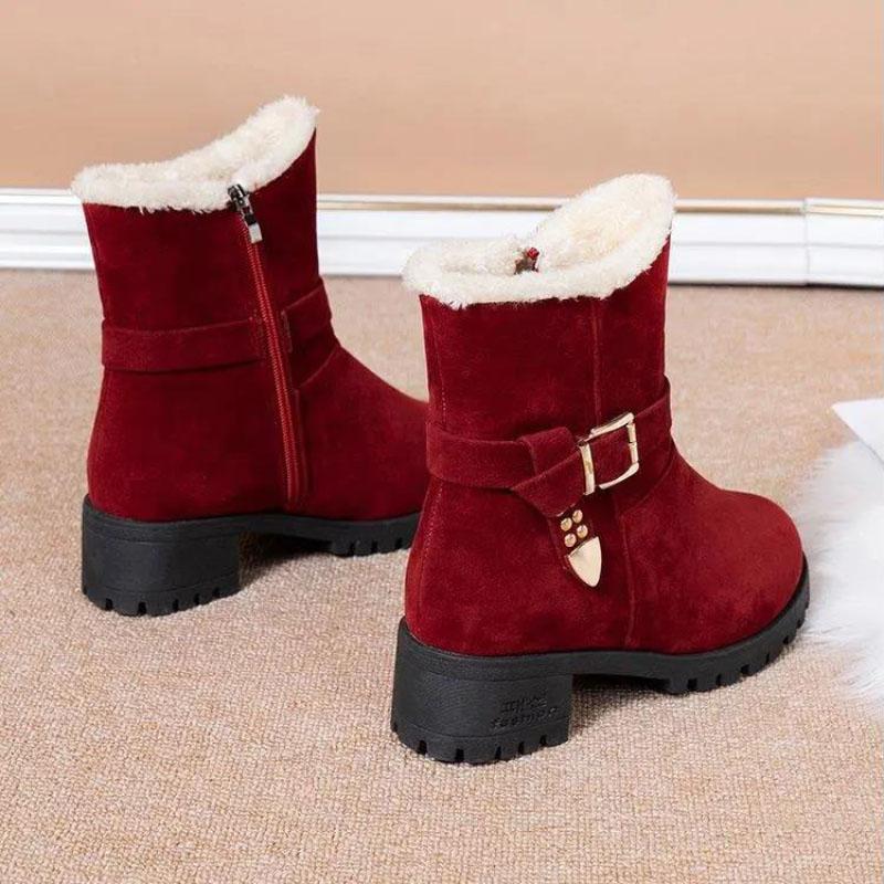 Women's Short Sleeve with Fleece Warm Snow Boots Winter Korean Style All-match Flat Shoes