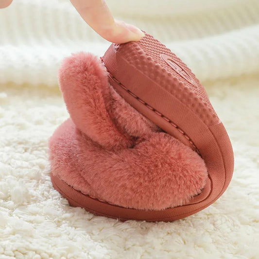 Baby Girls Cotton Slippers Winter Children's Cute Rabbit Plush Slippers Boys Home Indoor Shoes Furry Kids Slippers