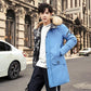 Extra Large Size Men's Cotton-padded Winter Warm Parka Coat Mid-length Thick Fur Collar Coat