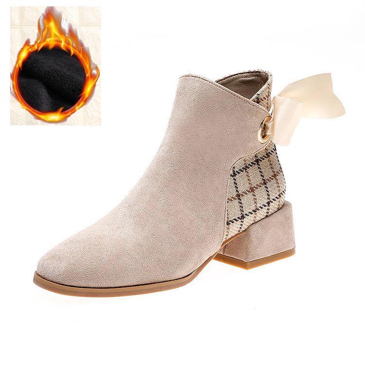 Autumn and Winter Martin Boots Female Bow Boots Boots Wild Thin Boots Thick with Short Tube