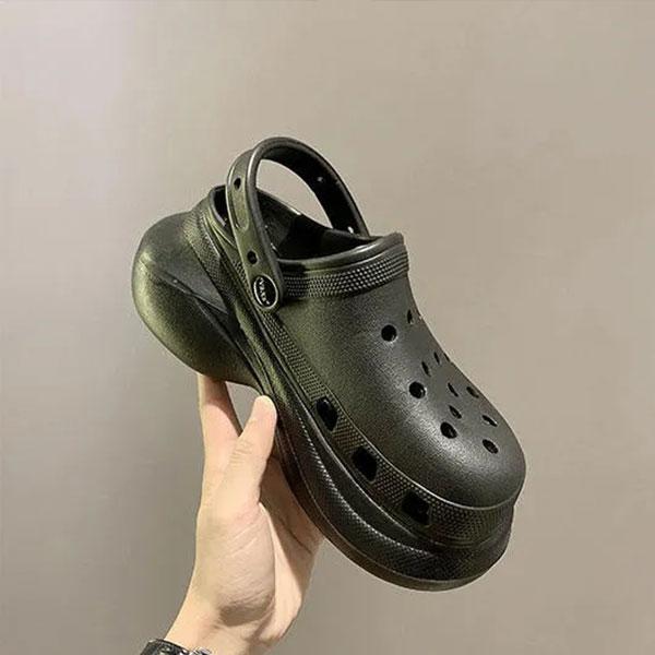 High-heeled Hole Shoes Women's Summer Wear Ins Fashion Non-slip Thick-soled Beach Daddy Sandals Heightened Sandals Slippers