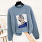 Autumn and Winter Thick Sweater Fashion Knitted Sequined Top Loose Simple Women's Bottoming Shirt