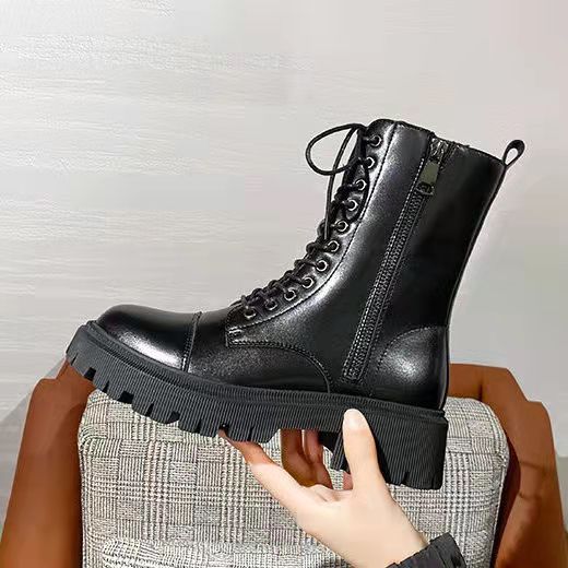 Leather Snow Boots Women's New Winter Wild Plus Velvet Cotton Shoes Net Red Martin Boots Women's Short Boots Thin Cotton Boots