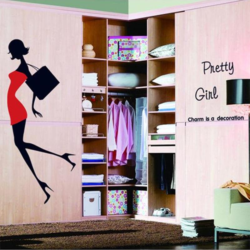 Beauty Mini Skirt High Heels Wall Stickers Shopping Malls Women Shoes Counters Window Glass Stickers