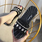 2020 Slippers Female Summer Korean Version Wild Fashion Cool Water Drop Flash Diamond Flat Bottom Non-slip Word with Sandals