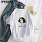WTEMPO Short-sleeved Female Loose Korean Wild Half Sleeves Retro Hong Kong-flavored Girlfrie