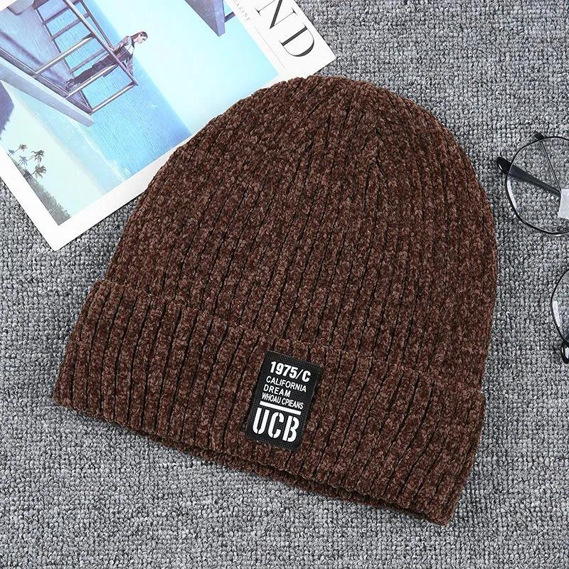 Winter Men's Knitted Hats To Keep Warm and Velvet Hedging Woolen Caps Thick Korean Version of Ear Protection Youth Cycling Men's Cotton Hats