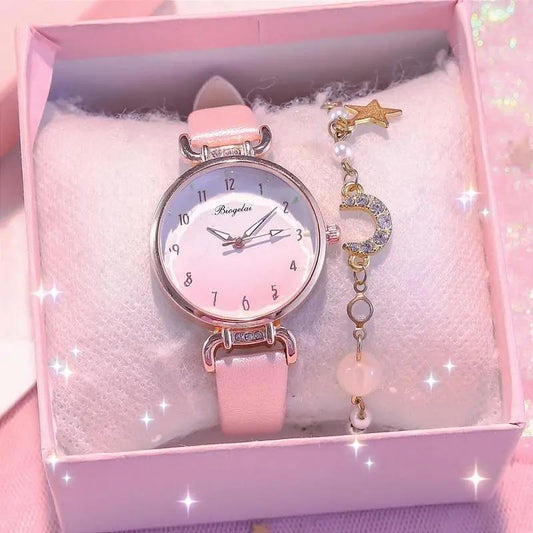 Women's Rhinestone Gradient Quartz Watch Niche Pink Luminous Waterproof Bracelet Watch Belt Quartz Diamond Watches