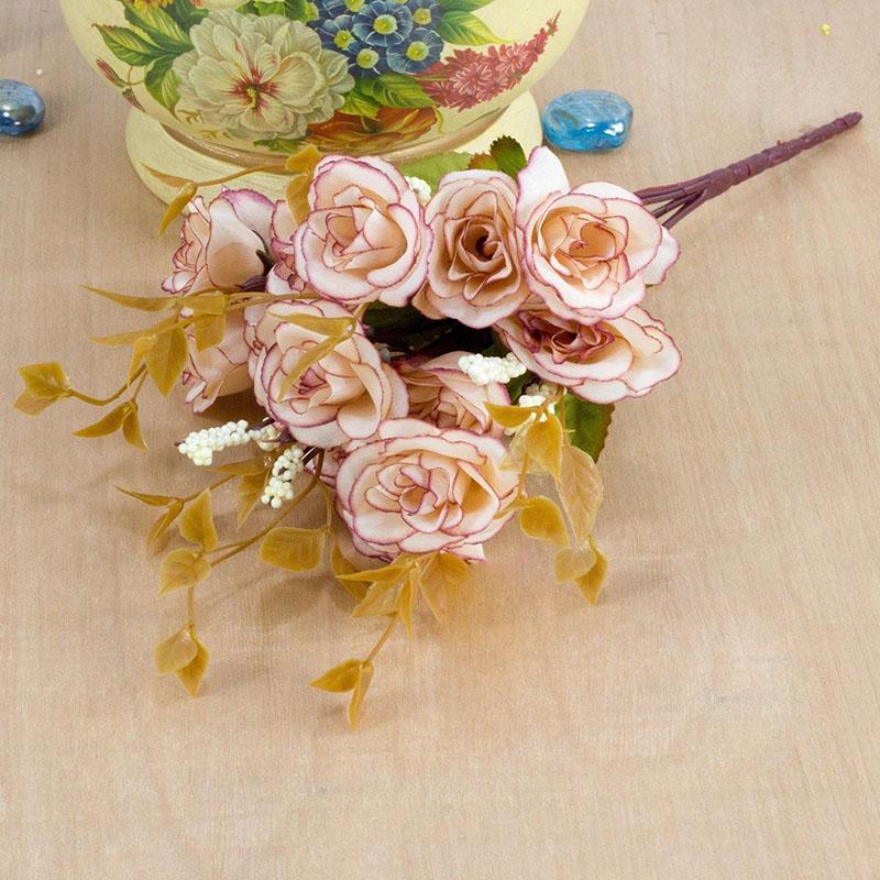 Single Fake Flower Simulation Bouquet Rose Flower Dried Flower Silk Flower Cloth Flower Plastic Flower Small Bunch Cloth Decoration Flower Arrangement