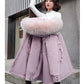 Parka Women's Large Fur Collar Down Padded Jacket Warm Cotton-padded Jacket Waist Down Padded Jacket Comfortable and Soft