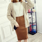 Autumn Winter Women Knitted Pencil Skirts Stretch High Waist Knee Length Slim Office Lady Bodycon