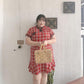 Fat Girl 300 Kg Extra Large Plaid Dress Summer New Product Improved Version Loose and Thin Ruffled Cheongsam Women