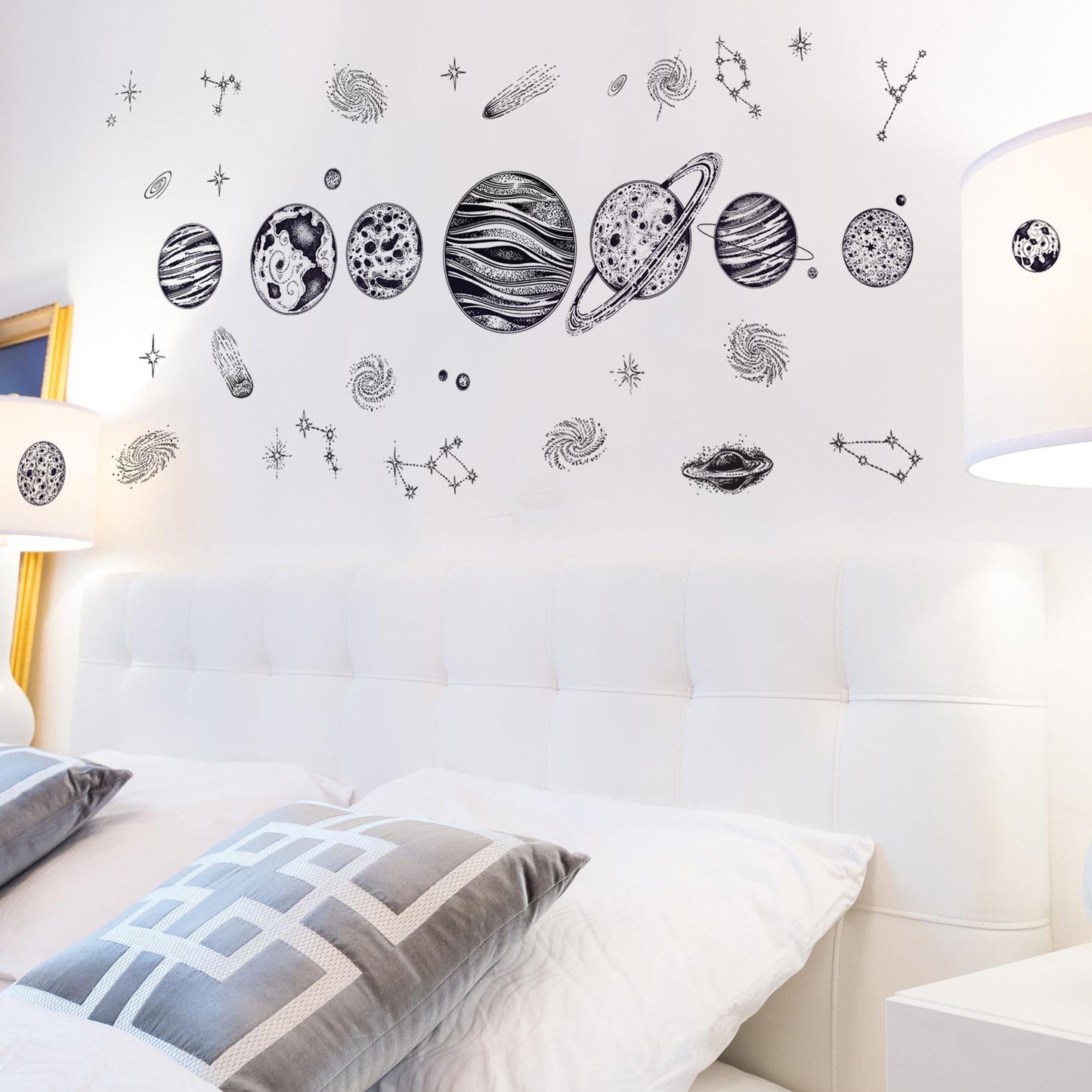 New Europe Style Cartoon Cosmic Planet Galaxy Wall Sticker For Kids Room Learning Outer Space For Li