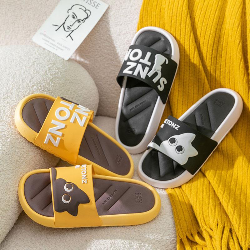 Soft Sandals and Slippers for Summer Couple Cute Cartoon Non-slip Bathroom Bath Indoor Home Outing Slippers for Men