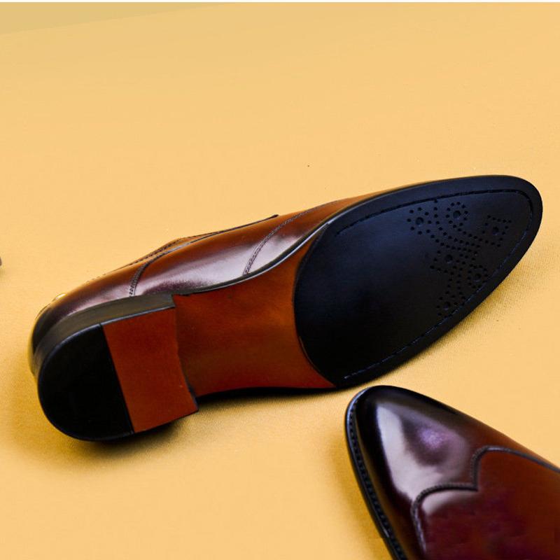 High-end Leather Shoes Pointed Toe Men's Business Leather Shoes Classic Black Brogue Men's Shoes Leather Wedding Shoes