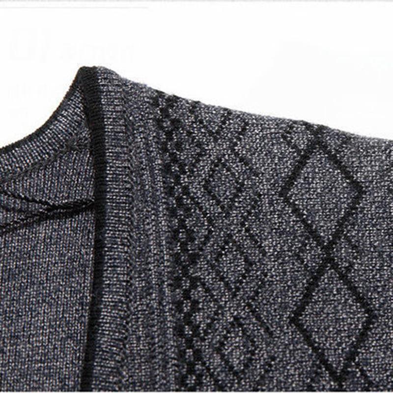 Autumn and Winter Knitted Vest Men's Elastic Cardigan Middle-aged Men's Sleeveless Loose Vest Dad Wear Waistcoat Elderly Sweater