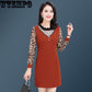 Leopard Sexy Slim New Large Size Mother Long Sleeve Middle-aged Shirts Banquet Nightclub Dress