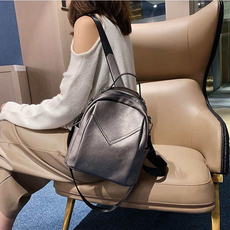 Women's Backpack Soft PU Leather Casual Multilayer Large Capacity College High Quality Shopping Travel School Satchel