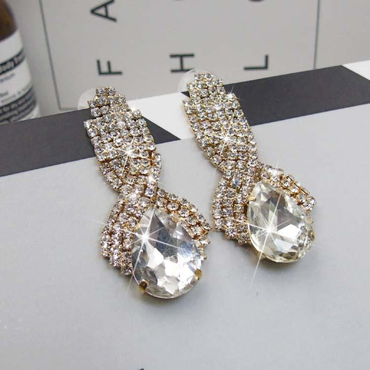 Fashion Herringbone Drop Earrings Bride Crystal Earrings Creative Earrings Party Birthday