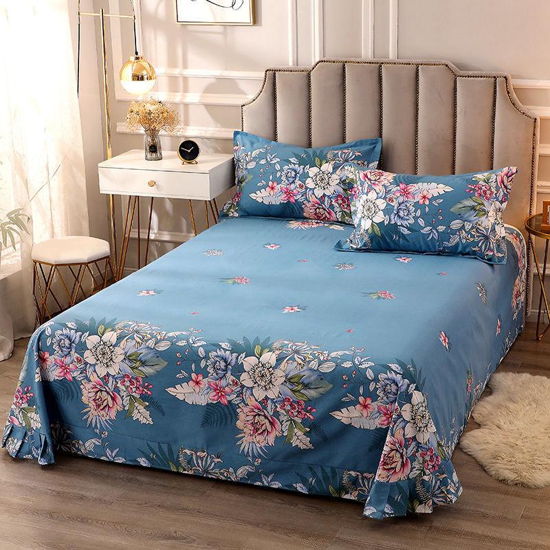 Pure Cotton Thermal Sheet and Pillowcase Three-piece Set Double Student Dormitory Printed Geometric Pattern Bedding Set Light Luxury