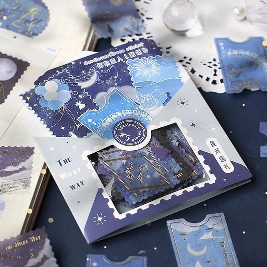 45PCS Stamping Sticker Pack Zhiyi Letter Salt Series Art Handbook Decoration Collage Material Stamp Sticker Small Fresh