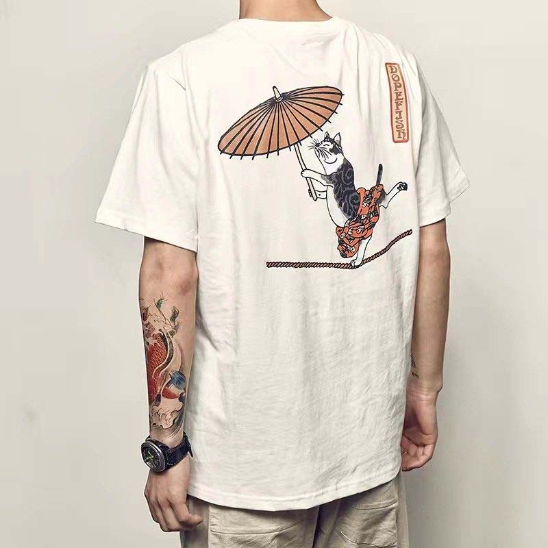 Men's Anime Print Short-sleeved T-shirt Men's Summer New Casual Loose T-shirt