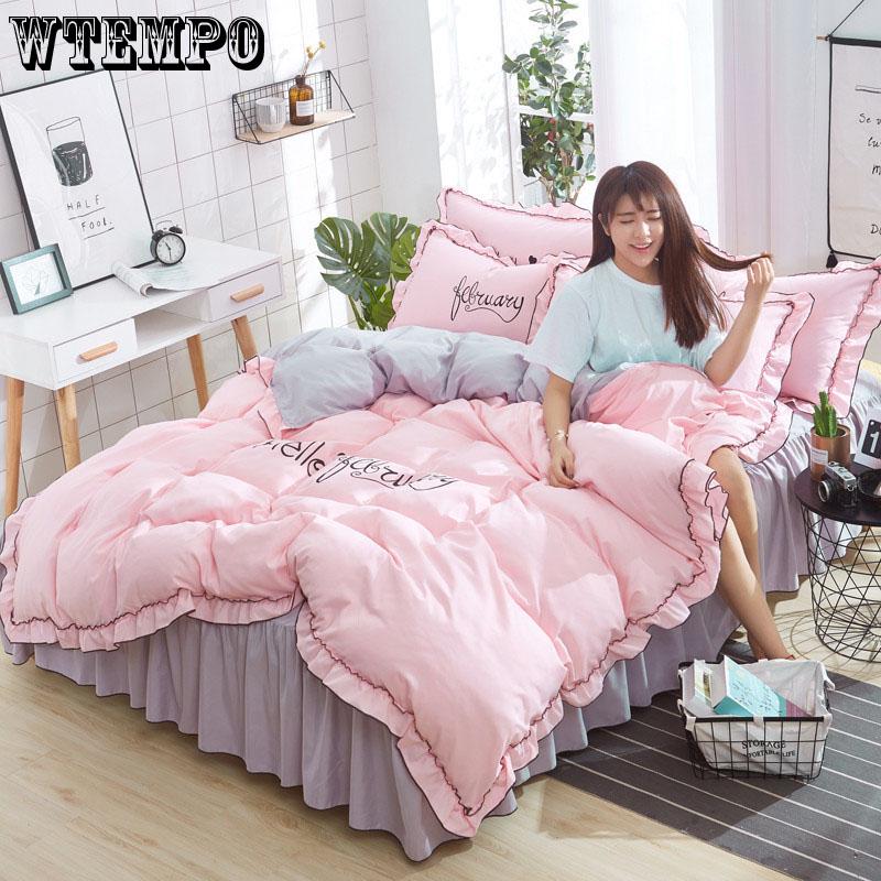 Microfiber Lace Princess Print Soft Duvet Cover Set Pillow Case Zipper Home Bedding Cover