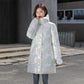 Women's Winter Korean Loose Quilted Coat Warm Stand-collar Down Jacket Women's Glossy Mid-length Down Jacket