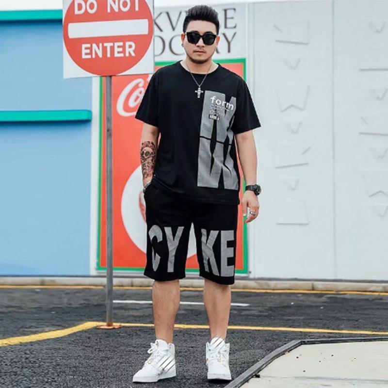 Summer Casual Sports Suit Men's Loose Plus Fat Increase Short-sleeved Shorts Two-piece Men's