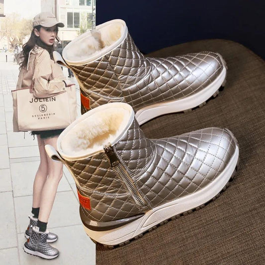 Women's Autumn and Winter Martin Boots Female Plus Size Low Thick Heel Plush Warm Short Boots