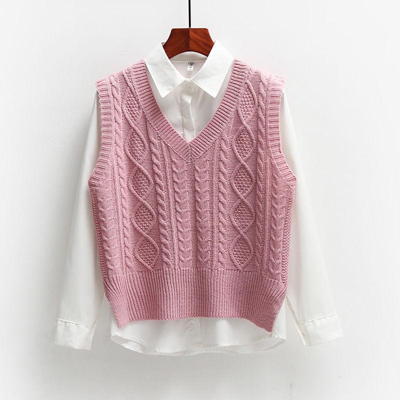Vest Women Solid Short Loose Trendy Korean Style Sleeveless Knitted V-Neck All-match Female Coats Simple Leisure Outwear