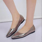 Peas Shoes Women Shallow Mouth Flat Pointed Patent Leather Casual Leather Shoes Work Shoes Soft Leather Non-slip Flat Shoes Comfortable