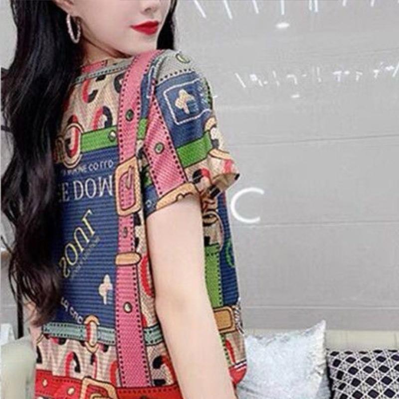 Summer Short Sleeve Fashion Trend Letter Print T-Shirt Ladies Comfortable Elegant Retro Slim Top