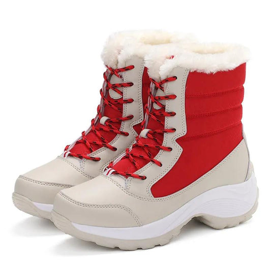 Large Size Snow Boots Women Outdoor Travel Thick High-top Cotton Shoes Women Mid-tube Boots Winter