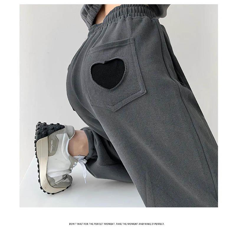 Love Label Drawstring Drawstring Pants Women Thick Loose Casual Sports Pants High Waist Straight Leg Pants Ins Tide