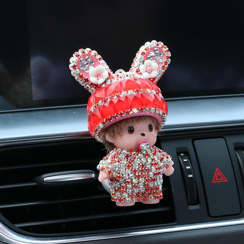 Crystal Rabbit Ears Doll Aroma Diffuser Car Creative Decoration Accessories Air Conditioning Outlet Plug-in