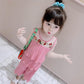2Pcs Fashion New Toddler Summer Suit Solid Color Ribbed O-Neck Tops+Elastic Waist Shorts Outfits for Girls