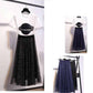 Women's One Piece / Two Piece Short Sleeve T-shirt With Gauze Korean Half Length Dress Skirt Two Piece Suit