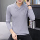 Fall/Winter Men's Lapel Sweater Fashion Personality Knitwear Pure Color Long Sleeve Youth Base Shirt