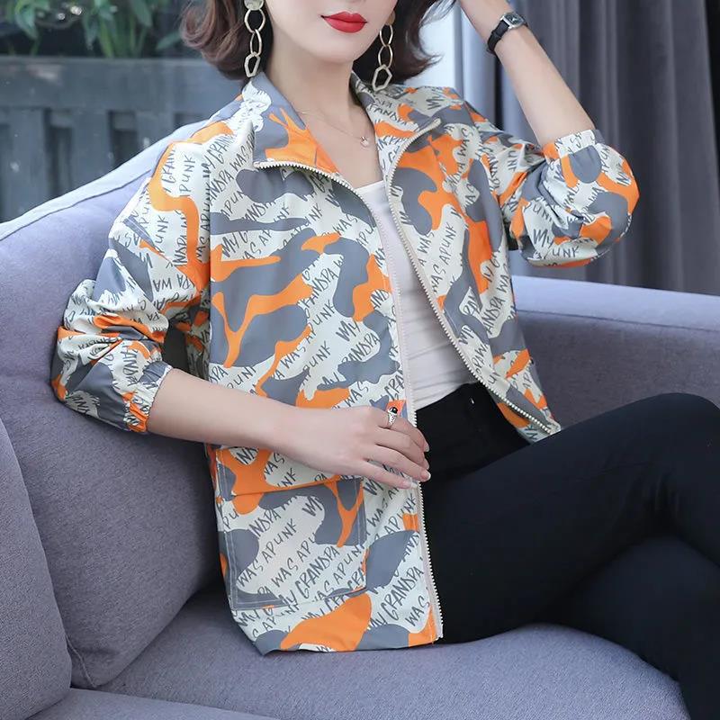 Women Windbreaker 2021 New Spring Autumn Short Coat Fashion Plus Size 3XL Stand-up Collar Ladies Jacket