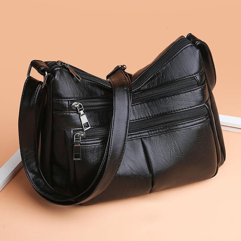 Women Multi-Layer Crossbody Bags Portable PU Leather Large Capacity Classic Soft Surface Casual