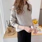 Autumn and Winter Gentle Style Pullover Sweater Loose Casual Houndstooth Pattern Top Fashion All-match Female Sweater